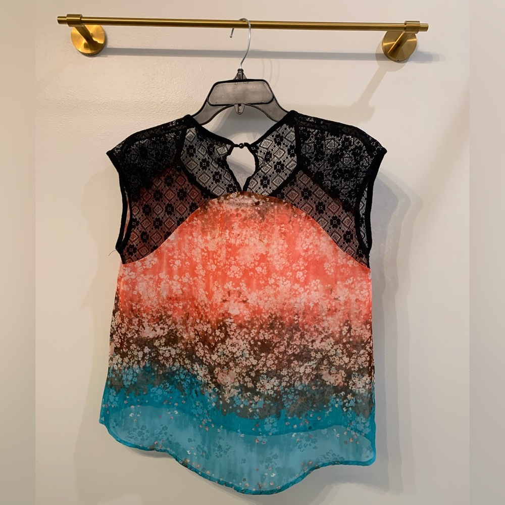 Multi color sheer flows top, size small